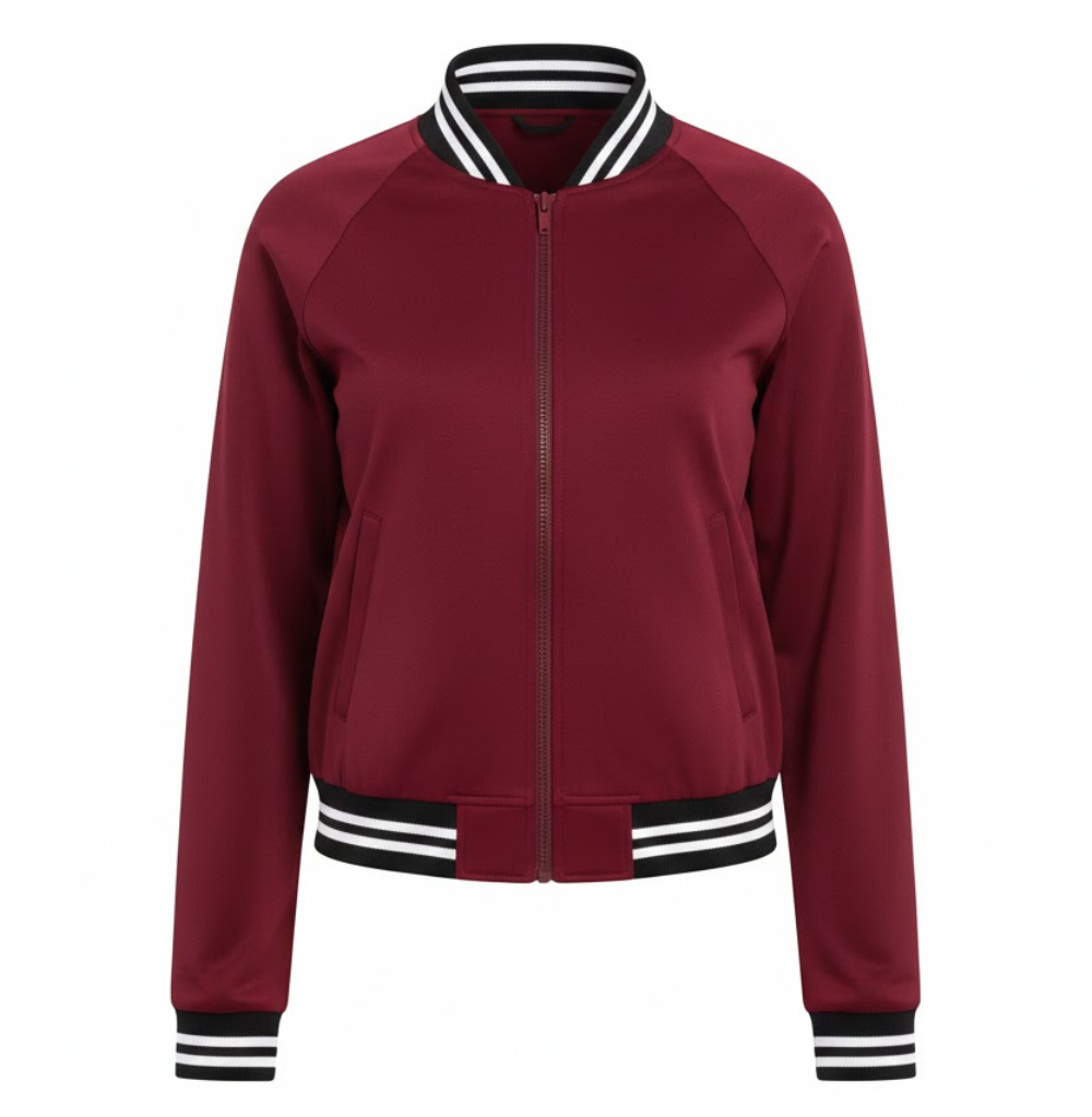 Balera Varsity Bomber Jacket, Black Cherry