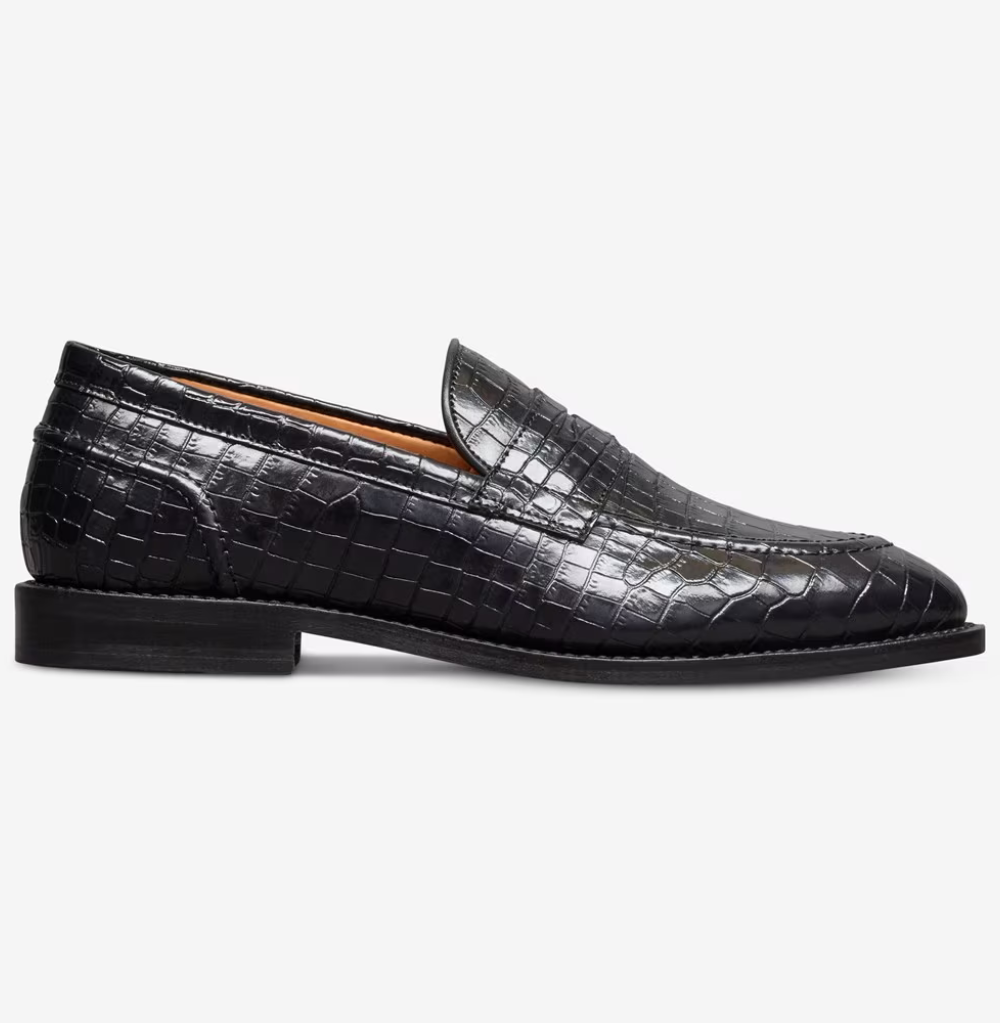 Allen Edmonds Randolph 2.0 Black Embossed Croco Leather Penny Loafer