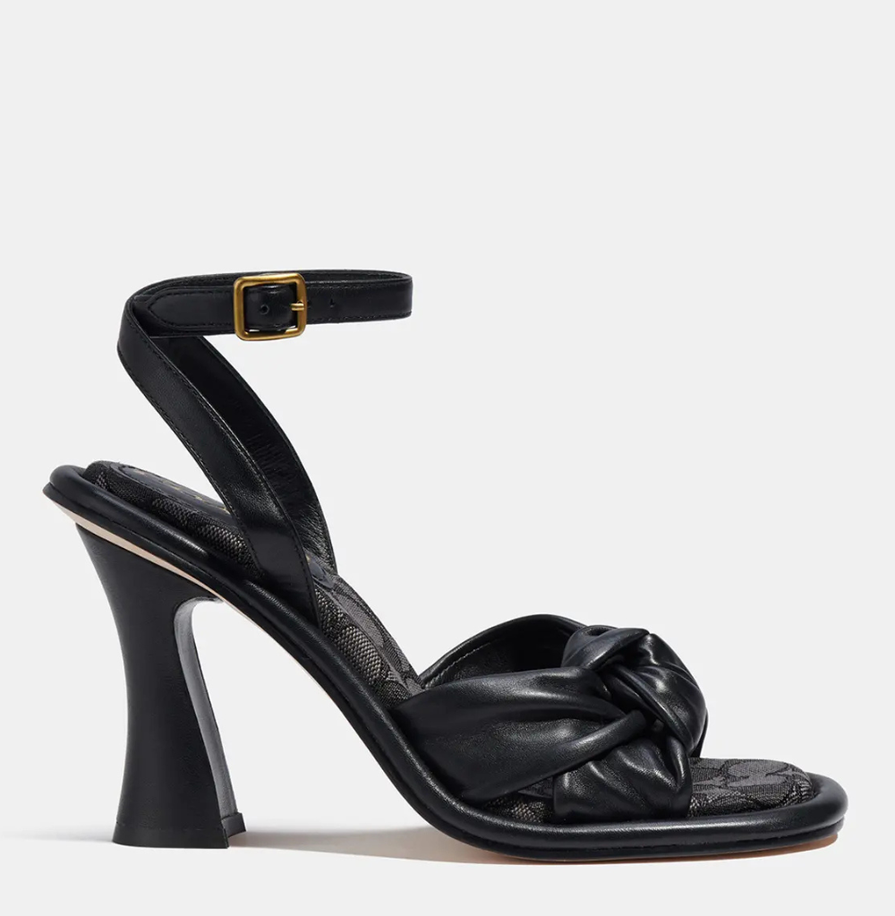 Coach Quincey Leather Strap Heel Black