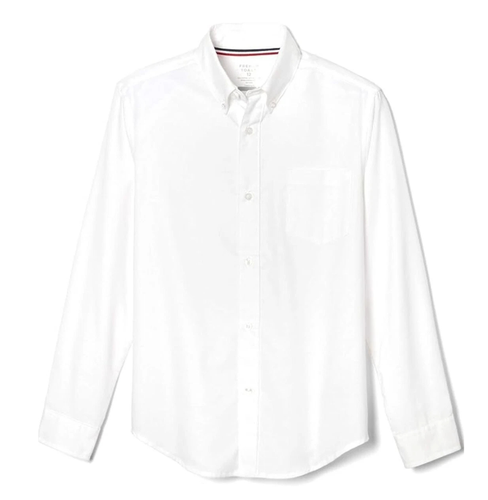 French Toast Men Long Sleeve Oxford Shirt White