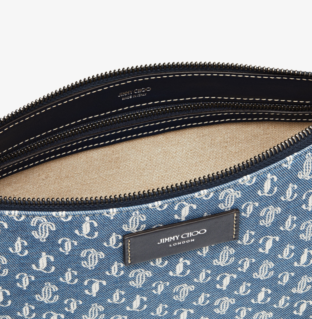 Jimmy Choo Kimi-NI Denim JC Monogram Crossbody Bag