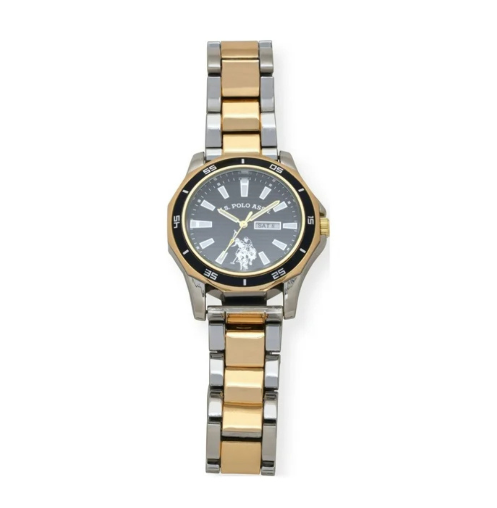 U.S. Polo Assn. Classic Watch in Gold and Silver-Tone with Black Dial