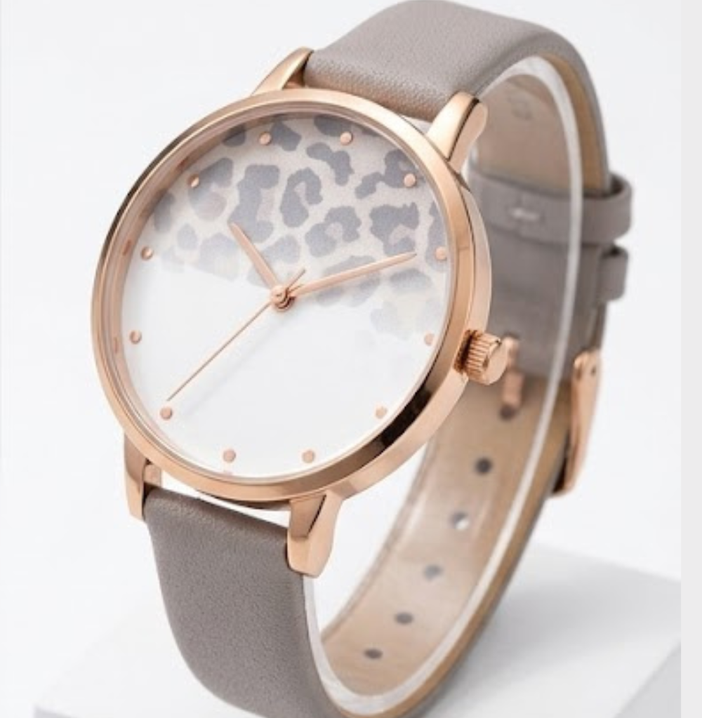 Rose Gold & Leopard Dial Watch