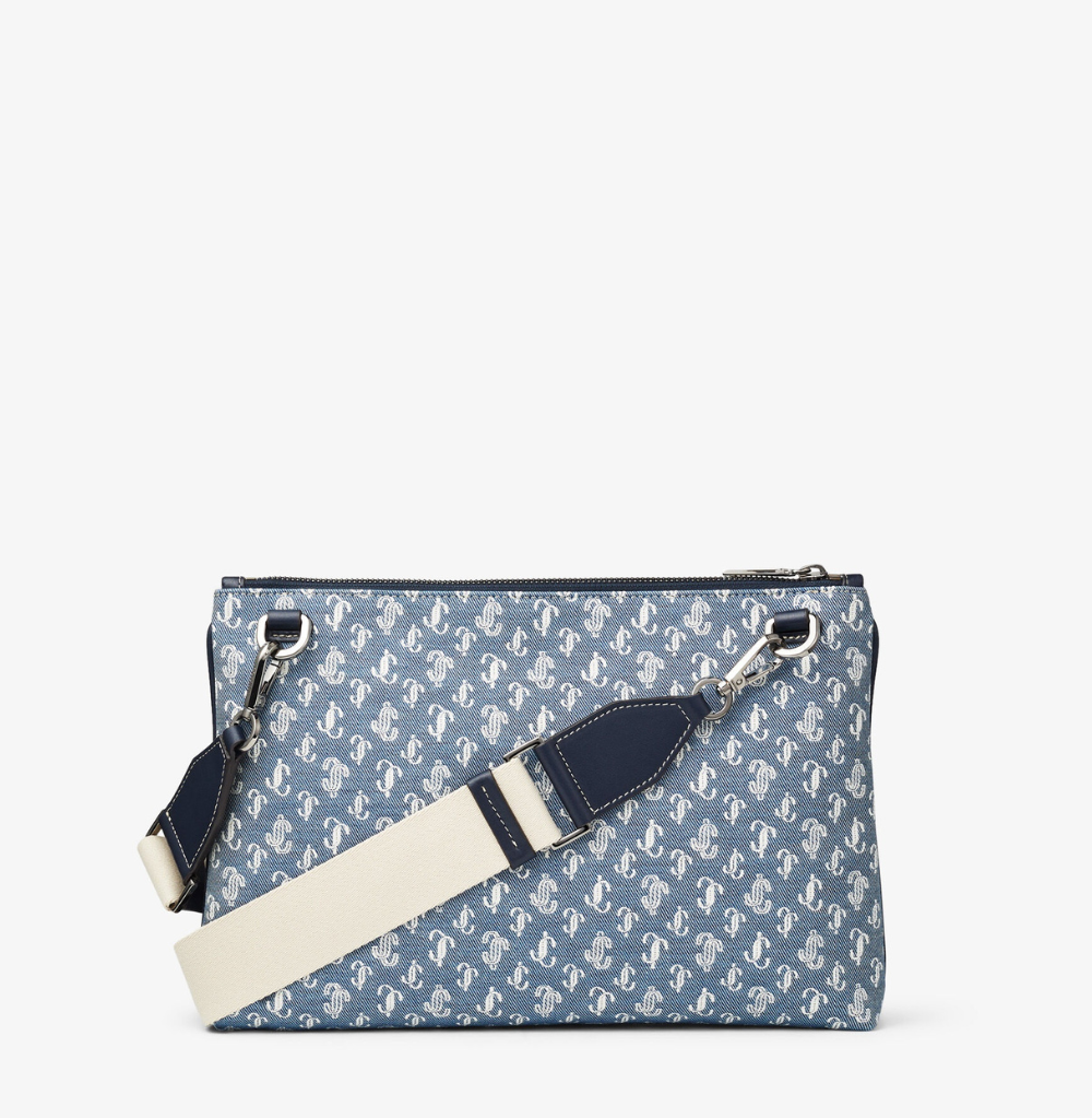 Jimmy Choo Kimi-NI Denim JC Monogram Crossbody Bag