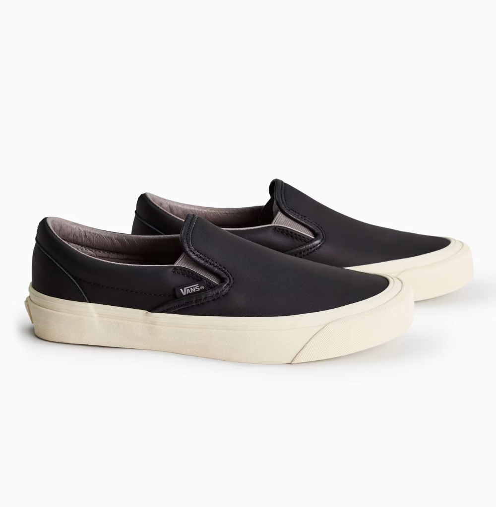 Aritzia X Vans Black Leather Slip-Ons