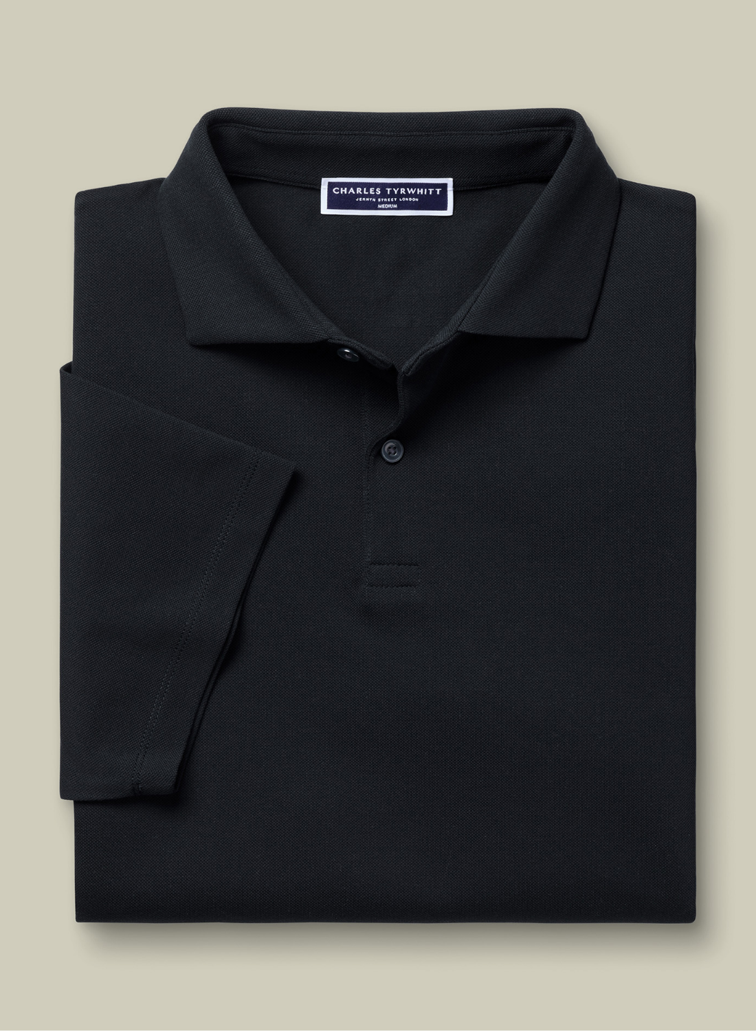 Charles Tyrwhitt Smart Pique Polo - Black