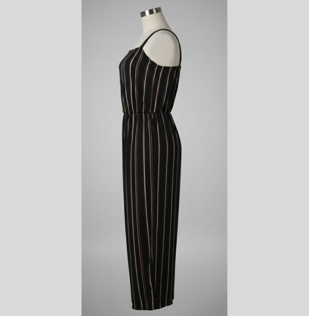 Balera Printed Matte Jersey Jumpsuit - Stripes