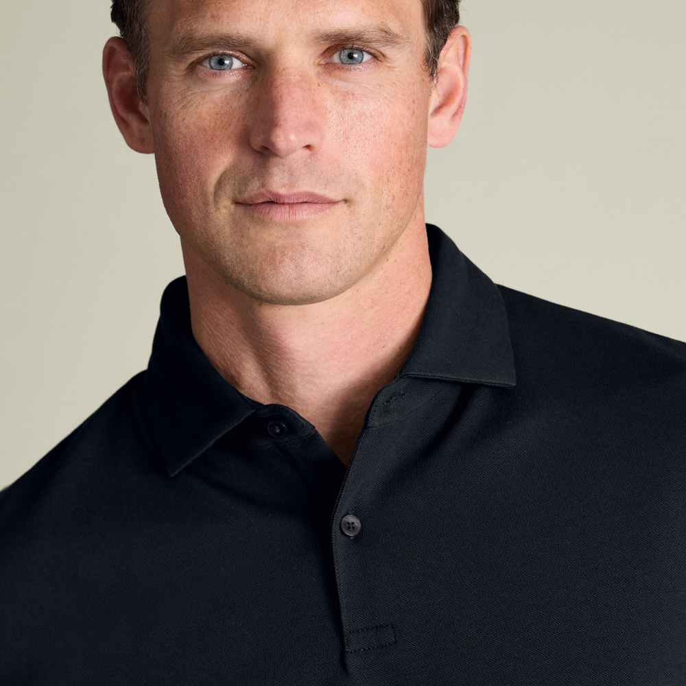 Charles Tyrwhitt Smart Pique Polo - Black