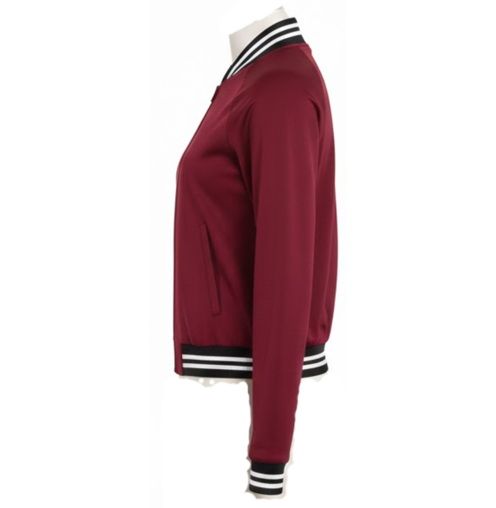 Balera Varsity Bomber Jacket, Black Cherry