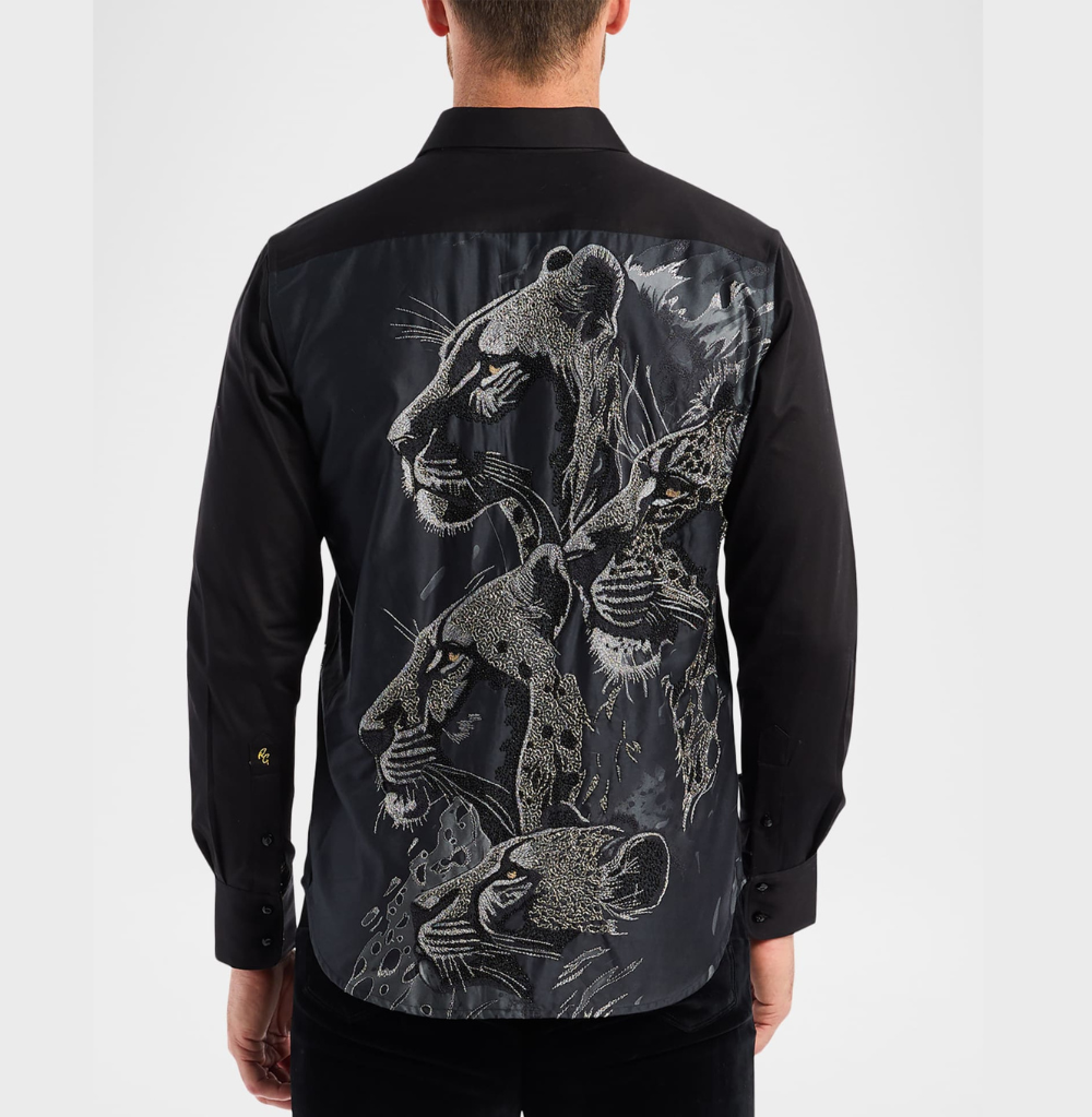 Robert Graham Lion's Shadow Embroidered Button-Down Shirt