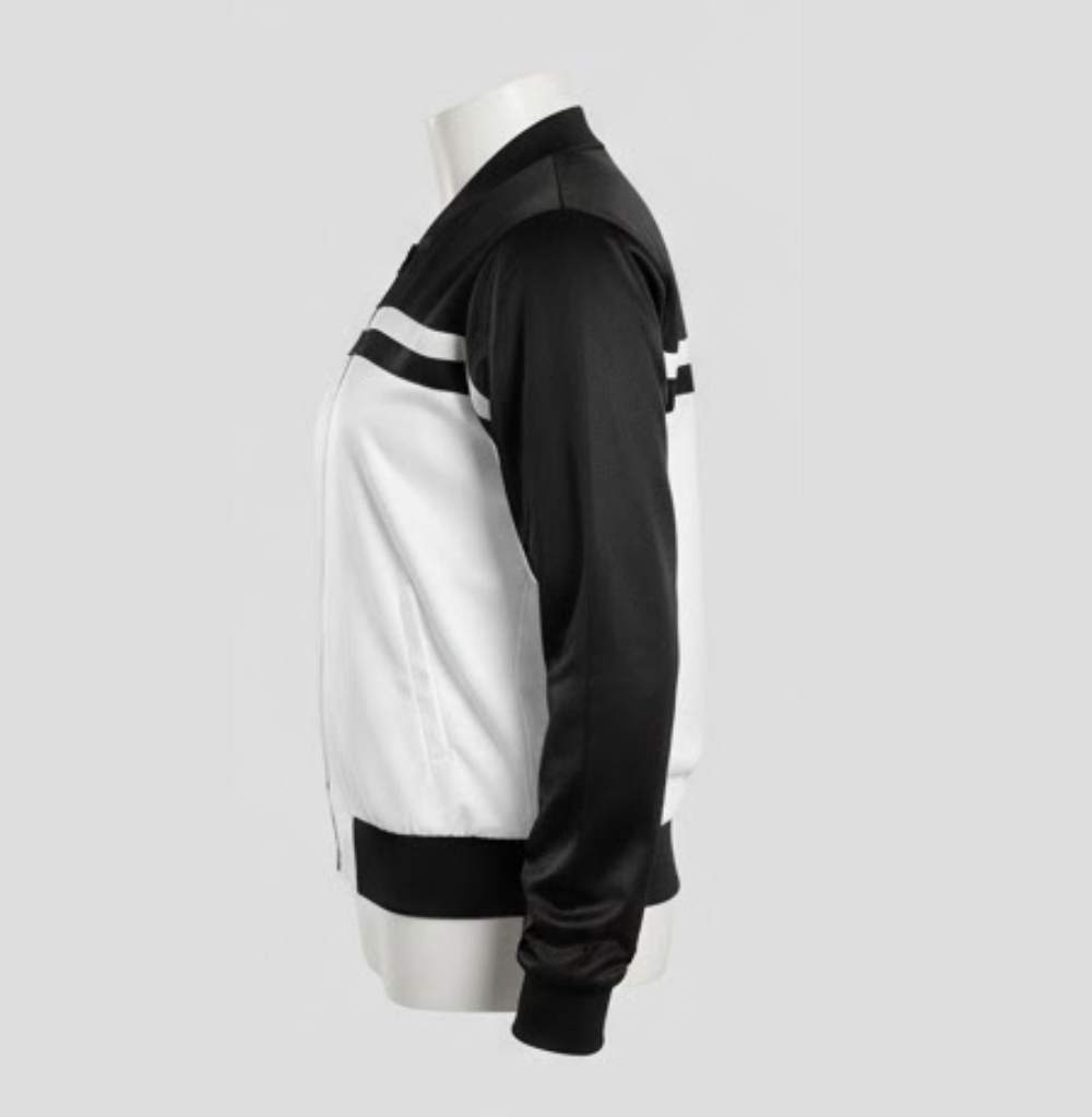 Balera Sporty Stripe Bomber Jacket White