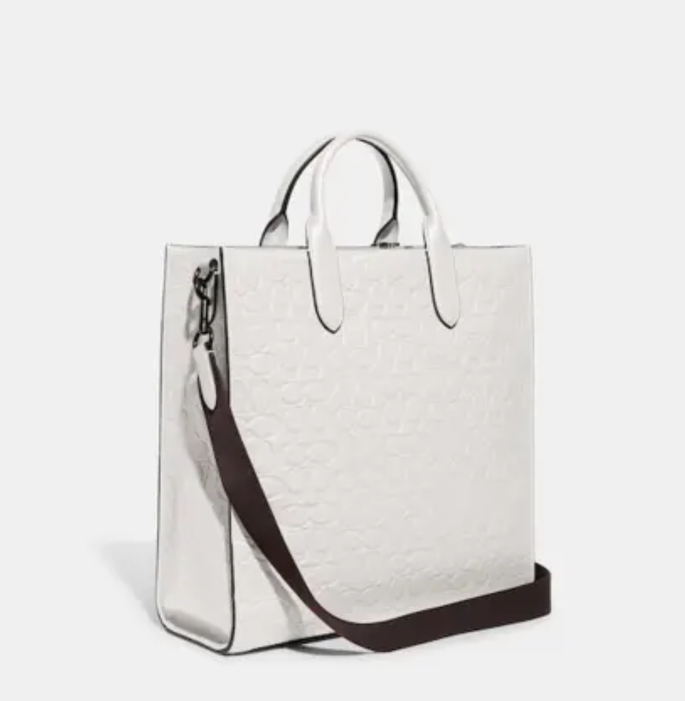 Coach Gotham Tall Tote In Signature Leather - Chalk