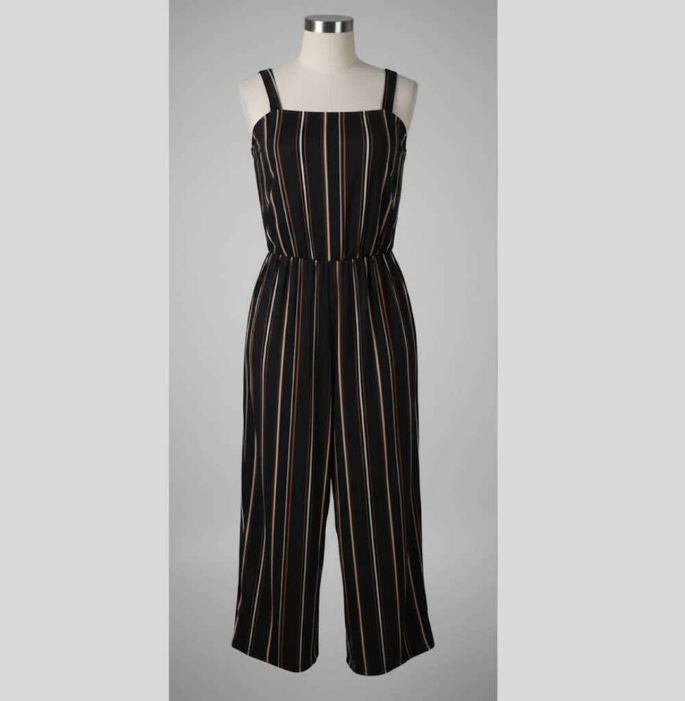 Balera Printed Matte Jersey Jumpsuit - Stripes