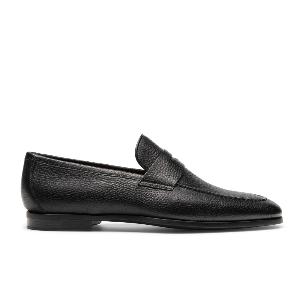 Magnanni Diezma II Men's Tumbled Black Leather Penny Loafers
