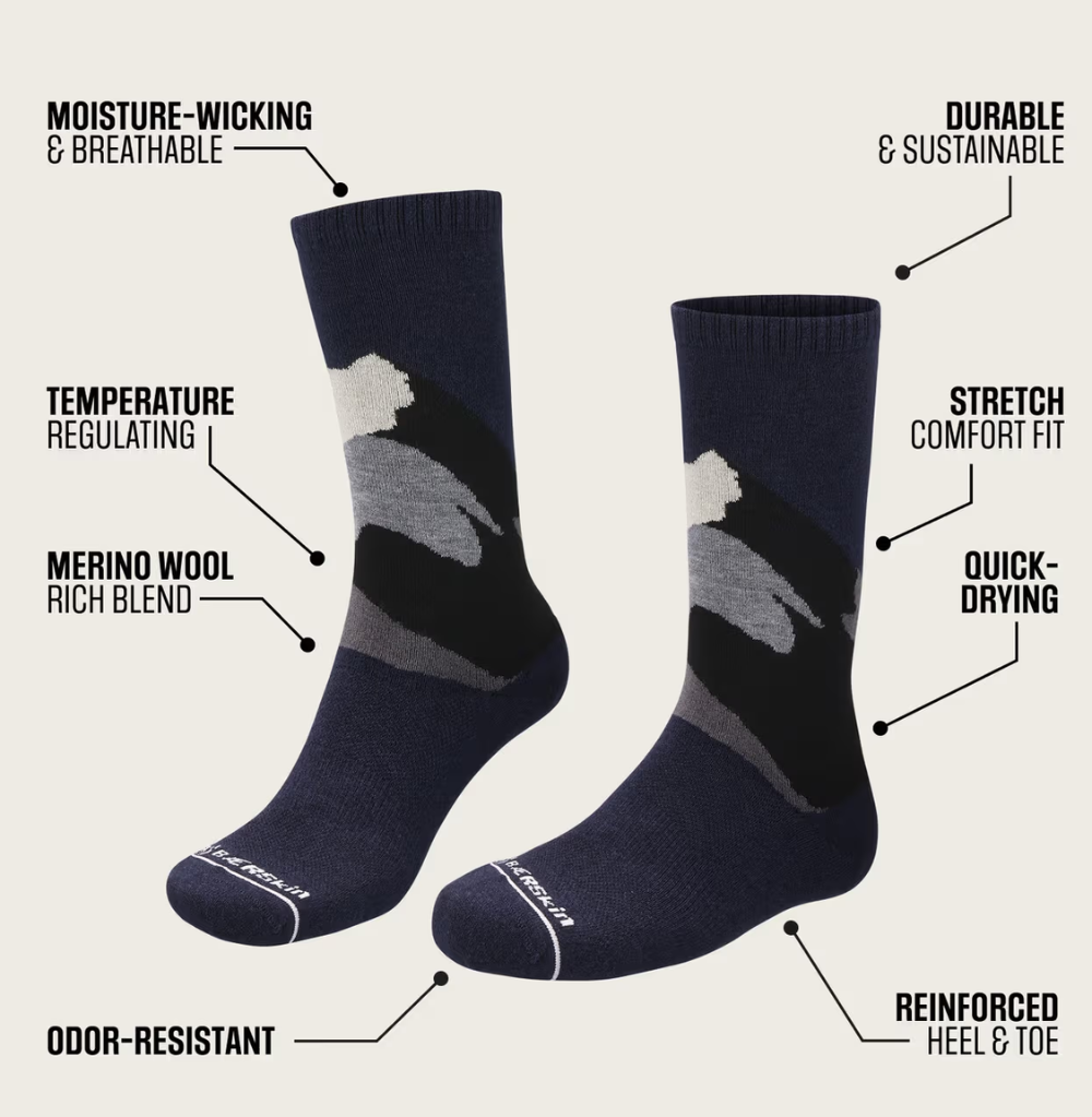 BÆRSkin Merino Wool Design Long Crew Socks