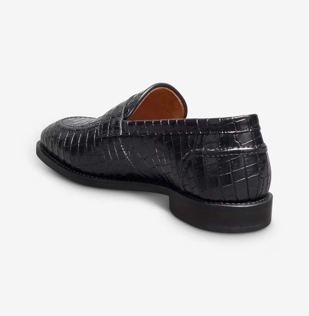 Allen Edmonds Randolph 2.0 Black Embossed Croco Leather Penny Loafer