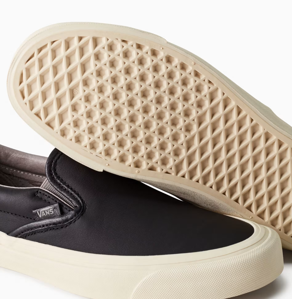 Aritzia X Vans Black Leather Slip-Ons