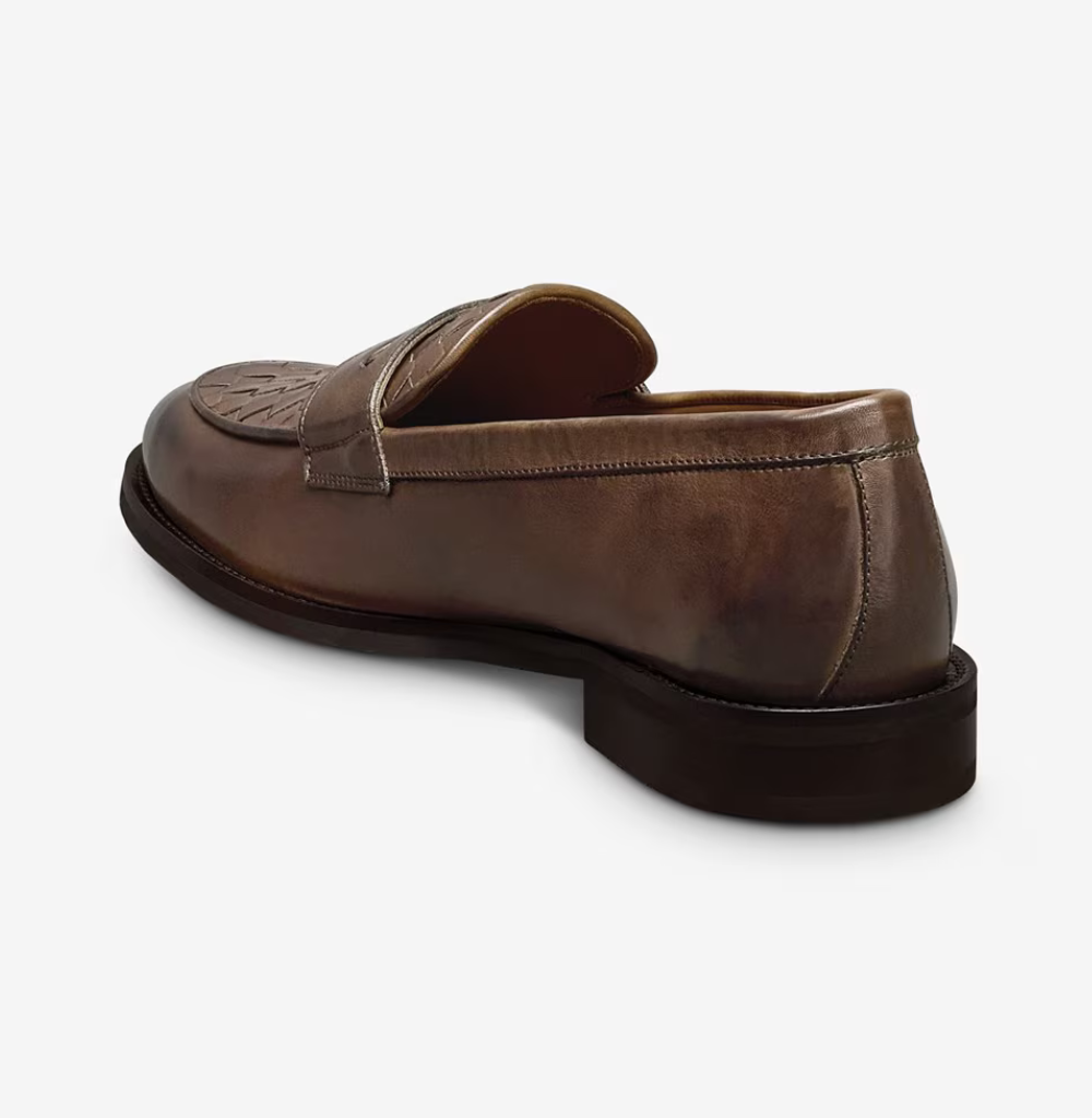 Allen Edmonds Como Woven Dark Brown Leather Penny Loafer