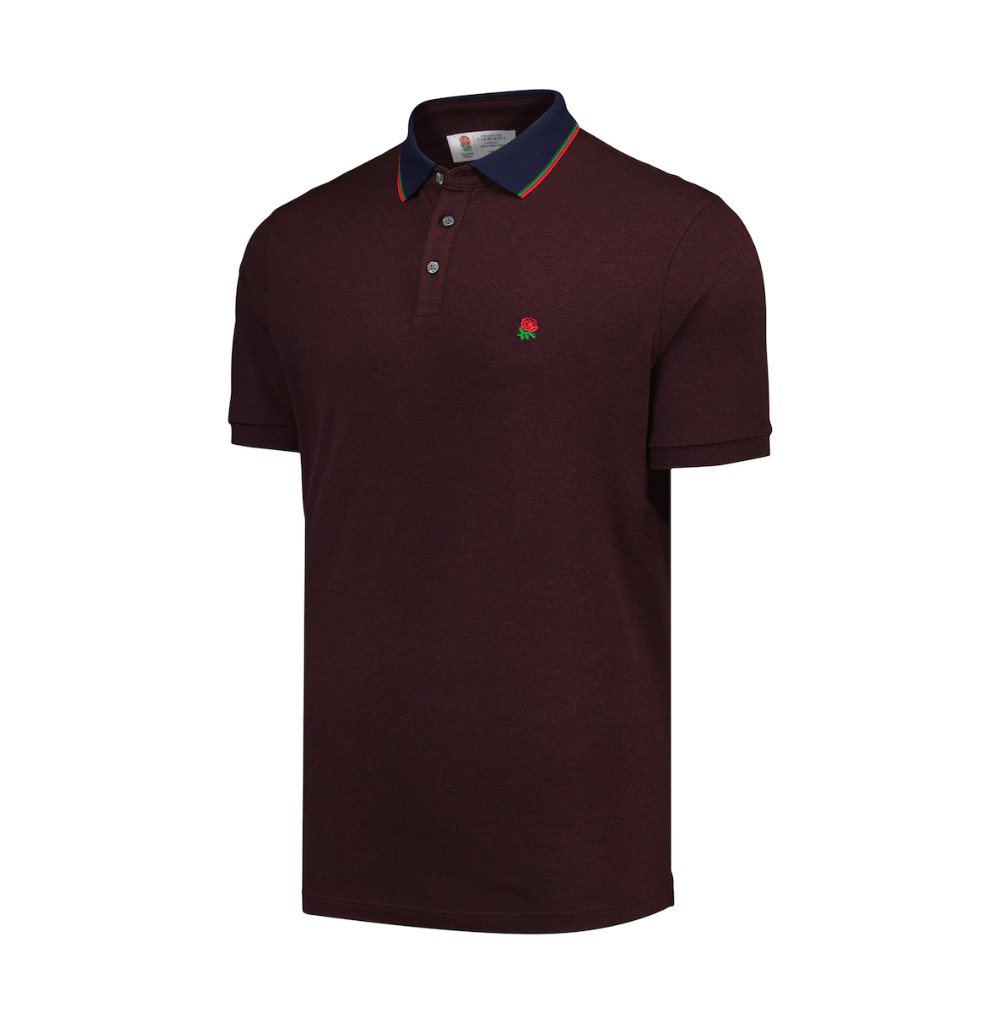 Charles Tyrwhitt England Rugby Pique Short Sleeve Polo - Wine Red