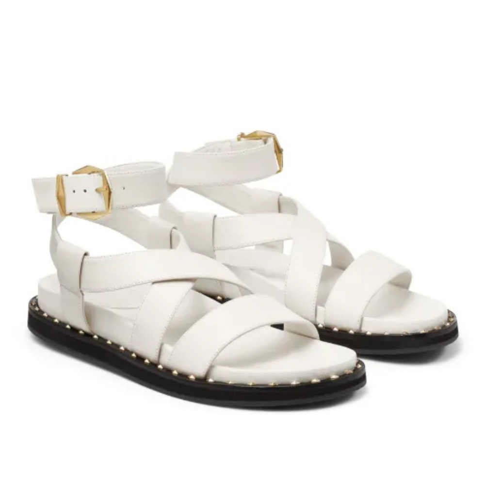 Jimmy Choo Blaise White Leather Sandals