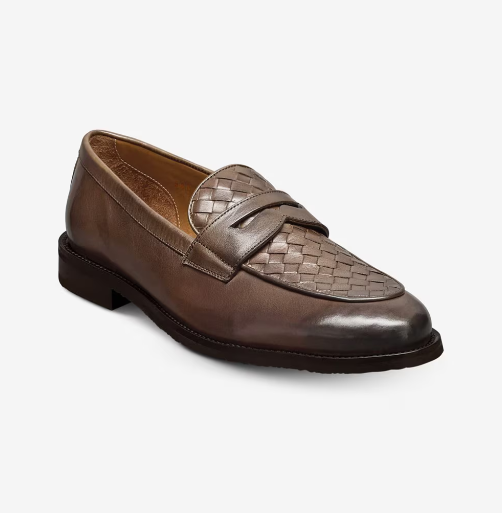 Allen Edmonds Como Woven Dark Brown Leather Penny Loafer
