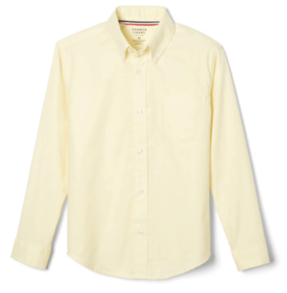French Toast Men Long Sleeve Oxford Shirt Light Yellow