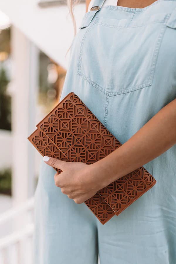 SANTORINI ROMANCE CLUTCH IN COPPER