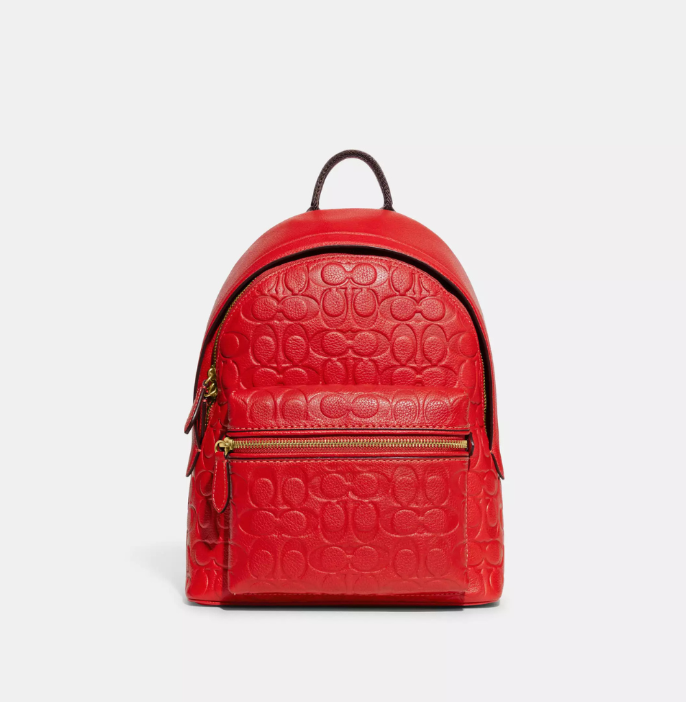 Coach Charter Backpack 24 In Signature Leather Red